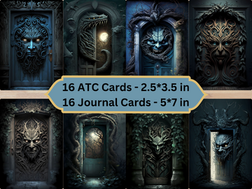 Scary Doors-Journal Cards & ATC Cards, Digital Download