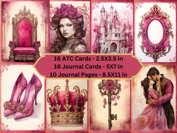 Dreamy Castle-Printable Junk Journal Kit, Journal Cards, ATC Cards, Digital Download