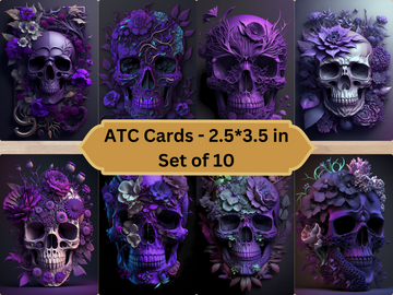 Skull Flowers Printable ATC Cards