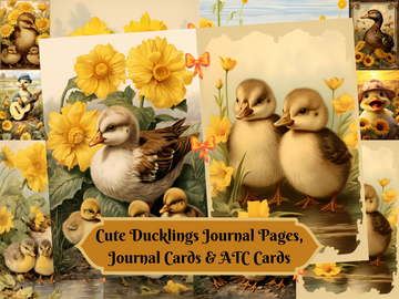 Cute Ducklings - Printable Junk Journal Pages, Digital Download