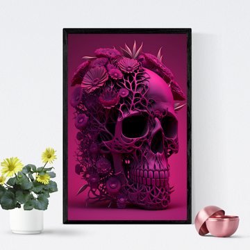 Skull Flowers Digital Wall Art