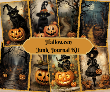 Spooky Halloween - Printable Junk Journal Kit, Journal Cards, ATC Cards, Digital Download