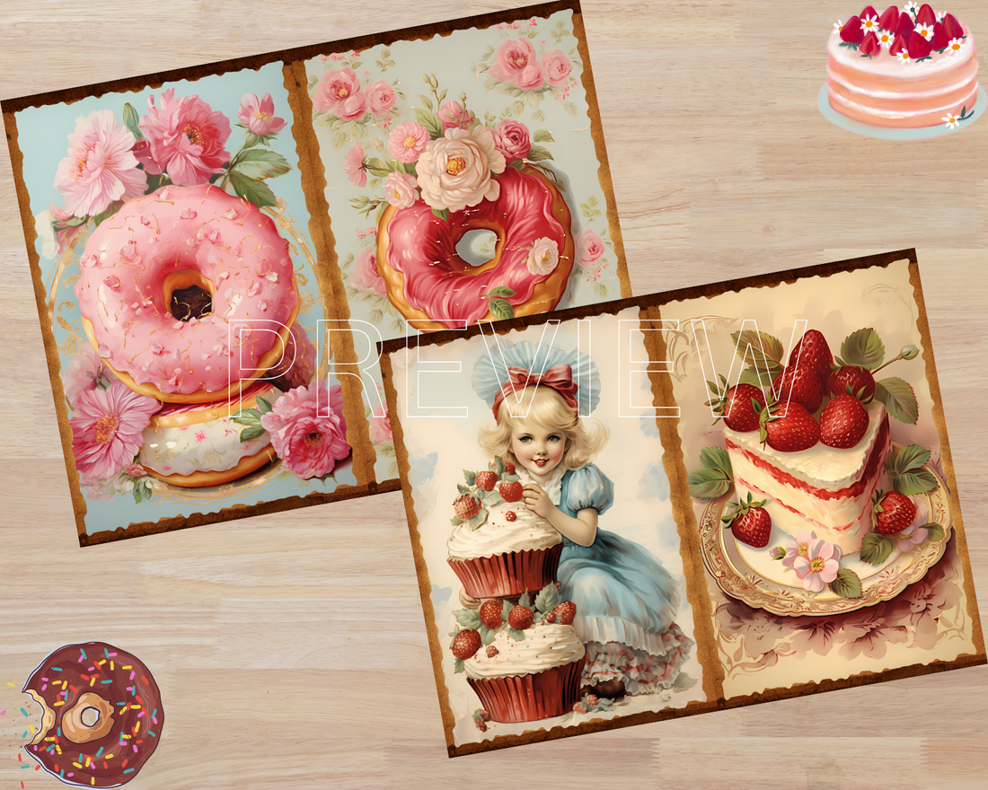Dessert Delights - Printable Junk Journal Pages, Digital Download