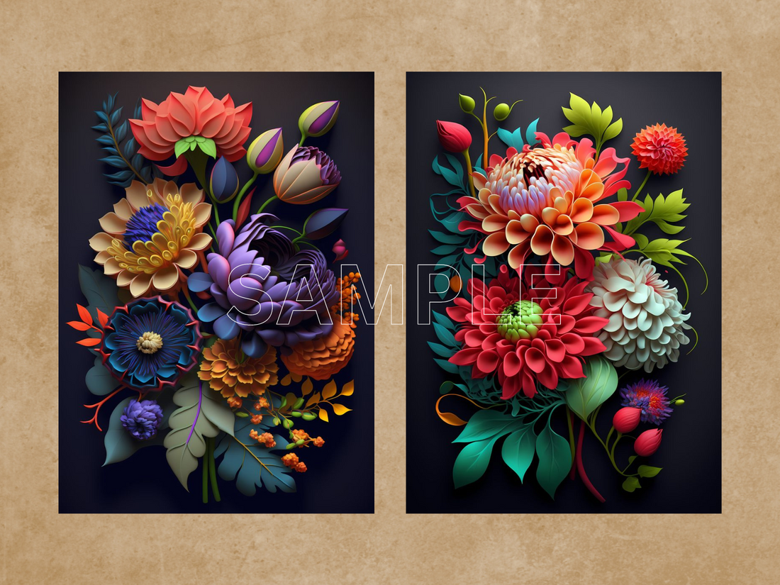 Wild Flowers ATC Cards, Set Of 8, Digital Download