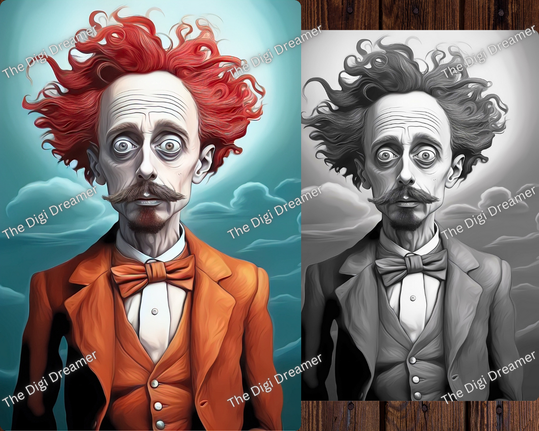 Spooky Men-Grayscale Printable Coloring Pages For Adults & Kids