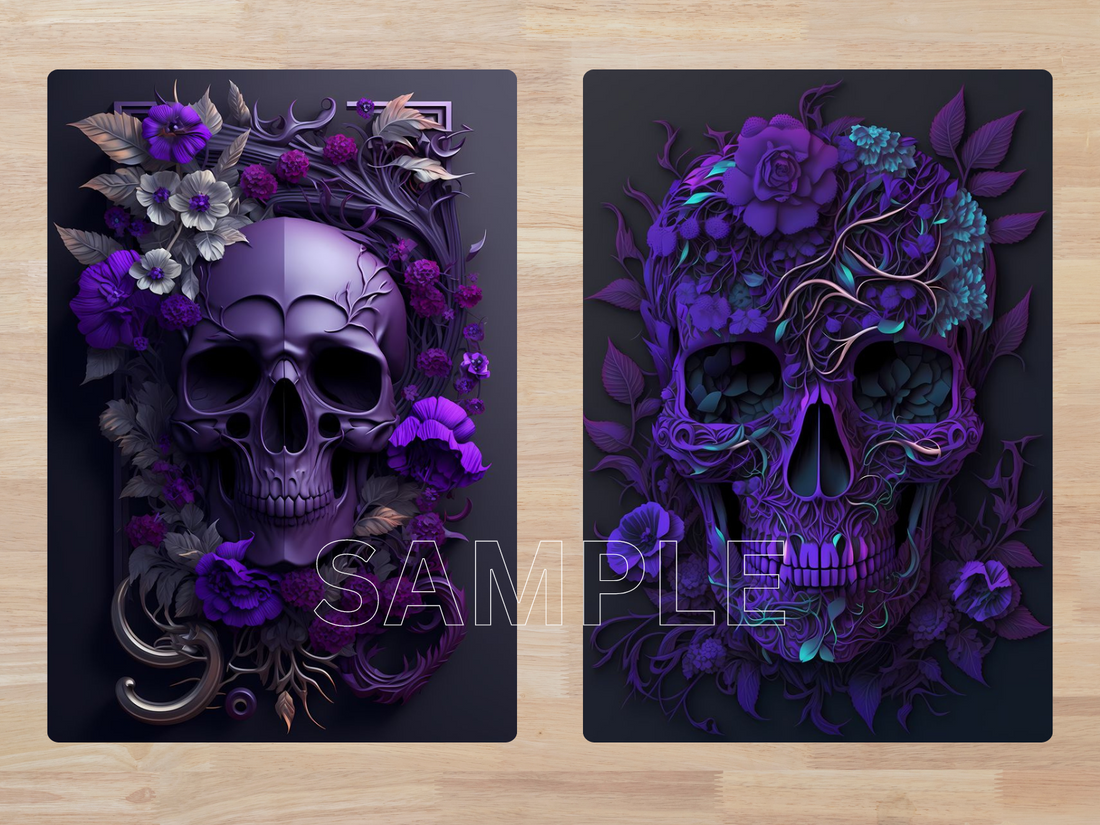 Skull Flowers Printable ATC Cards