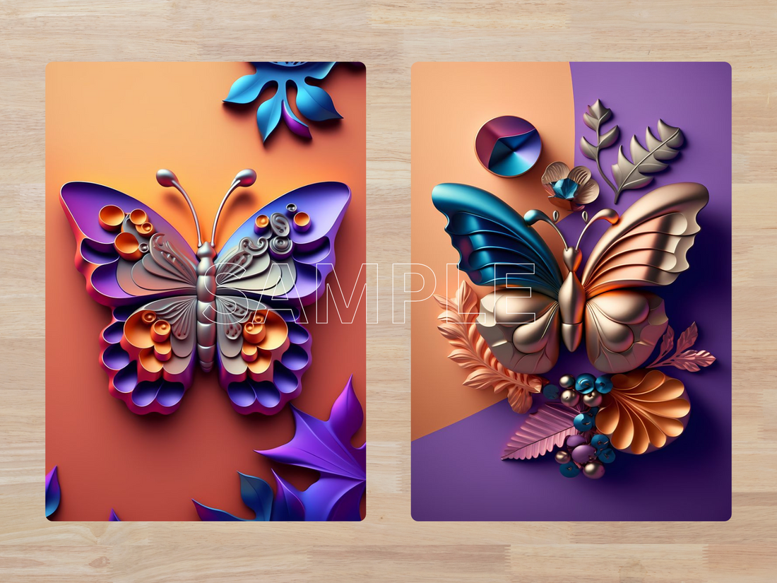 Metallic Butterflies Printable ATC Cards