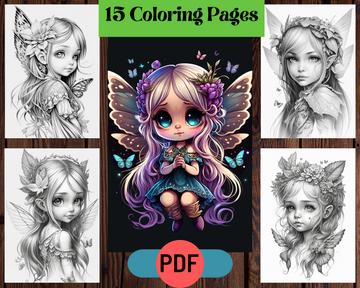 Whimsical Butterfly Wings Fairies Grayscale Coloring Pages for Adults & Kids